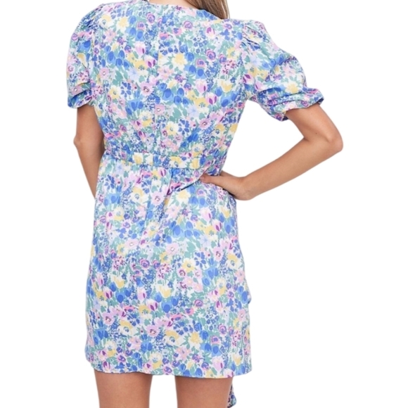 En Saison Puff Sleeve Floral Midi Dress Size Medium Cotton - Picture 5 of 17